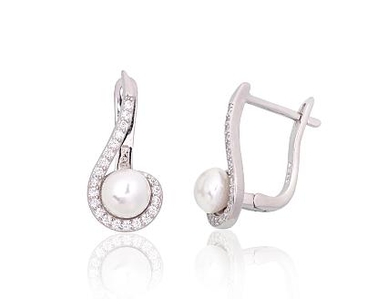 Ohrringe aus Silber mit Zirkonia und Perlen