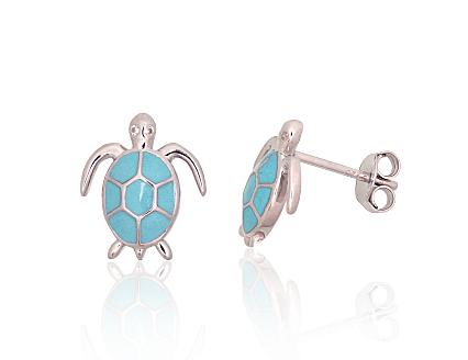 Silver earrings with jewellery enamel