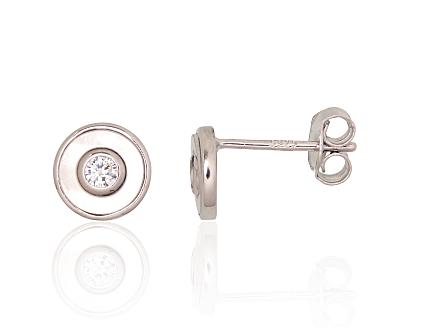 Silver earrings with zirconias and mother-of-pearl