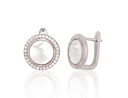 Ohrringe aus Silber mit Zirkonia und Perlmutter