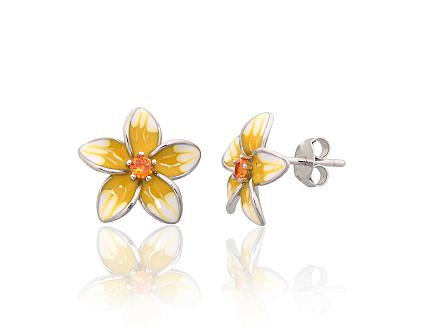 Silver earrings with zirconias and jewellery enamel