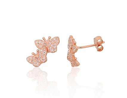 Silver earrings with gold plating and zirconias
