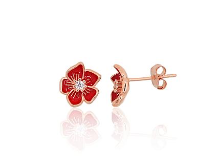 Silver earrings with gold plating, zirconias and jewellery enamel