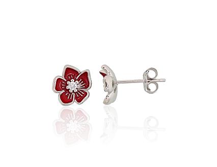 Silver earrings with zirconias and jewellery enamel