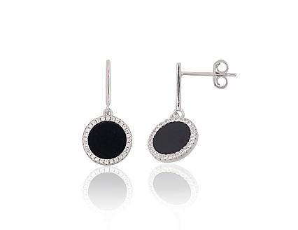 Silver earrings with zirconias and onyxes