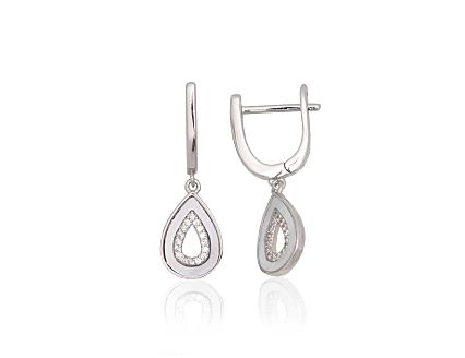 Ohrringe aus Silber mit Zirkonia und Perlmutter