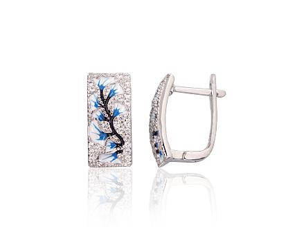 Ohrringe aus Silber mit Zirkonia und Juwelieremaille