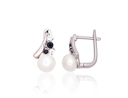 Ohrringe aus Silber mit Zirkonia und Perlen