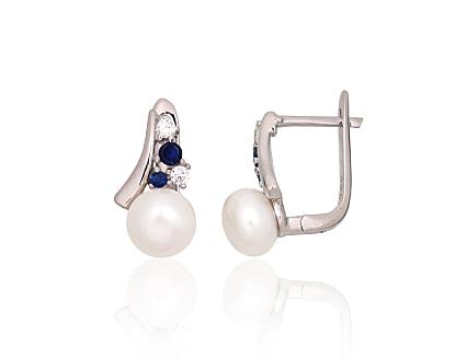 Ohrringe aus Silber mit Zirkonia und Perlen