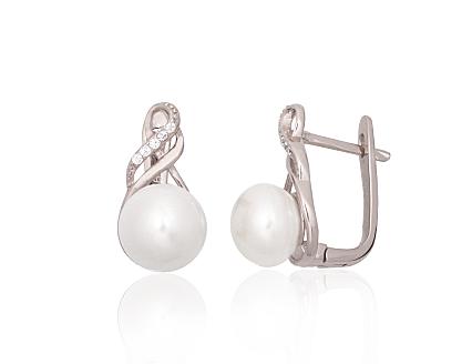 Ohrringe aus Silber mit Zirkonia und Perlen