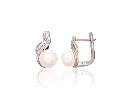 Ohrringe aus Silber mit Zirkonia und Perlen