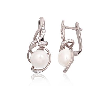 Ohrringe aus Silber mit Zirkonia und Perlen