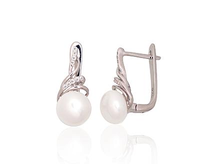 Ohrringe aus Silber mit Zirkonia und Perlen