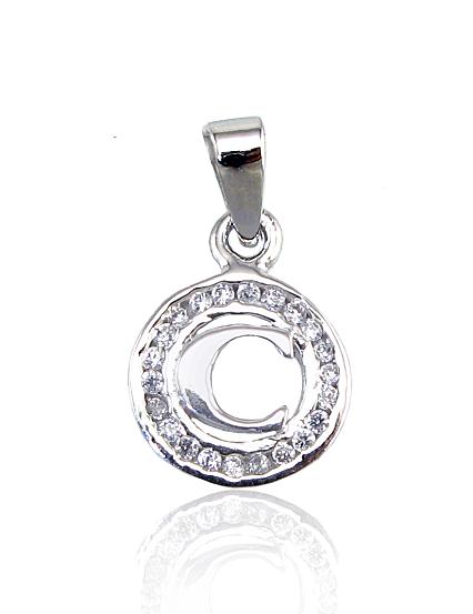 Silver pendant with micro zirconias