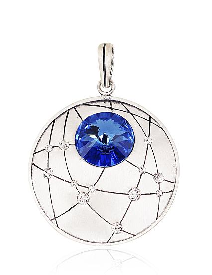 Silver pendant with crystals