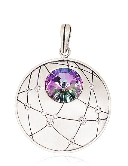 Silver pendant with crystals