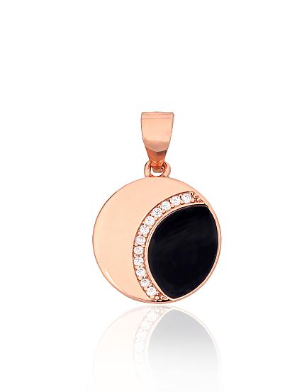 Silver pendant with gold plating, zirconias and jewellery enamel