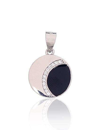 Silver pendant with zirconias and jewellery enamel