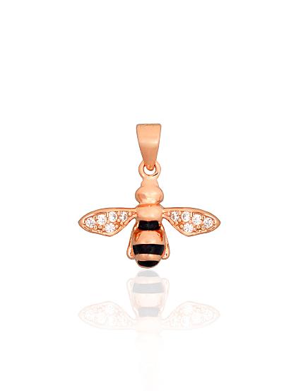 Silver pendant with gold plating, zirconias and jewellery enamel