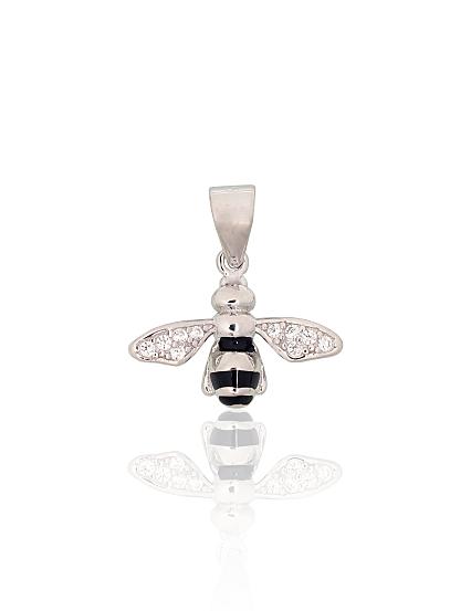 Silver pendant with zirconias and jewellery enamel