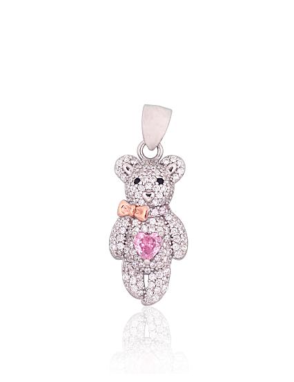 Silver pendant with gold plating and zirconias