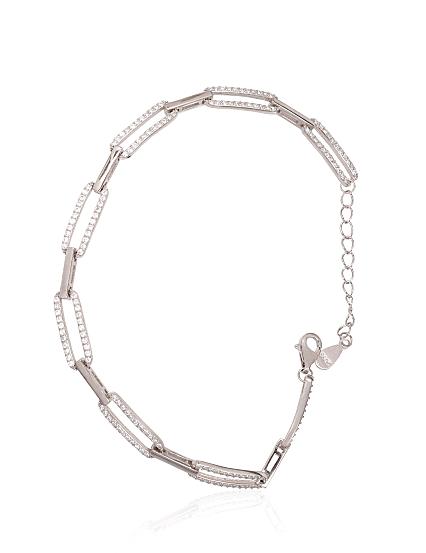Silver bracelet with zirconias