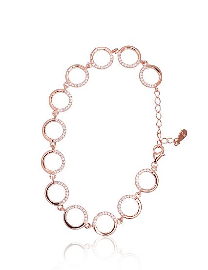 Silver bracelet with gold plating and zirconias