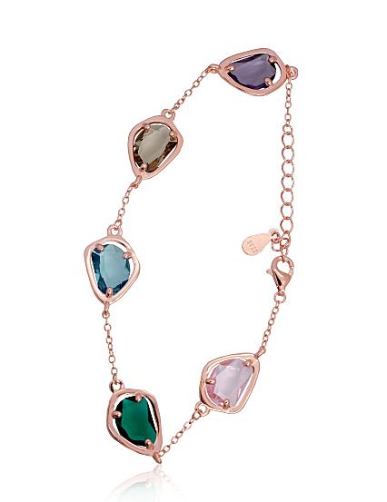 Silver bracelet with gold plating and zirconias