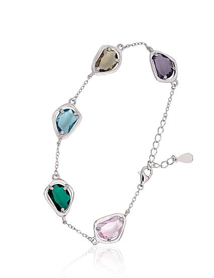 Silver bracelet with zirconias