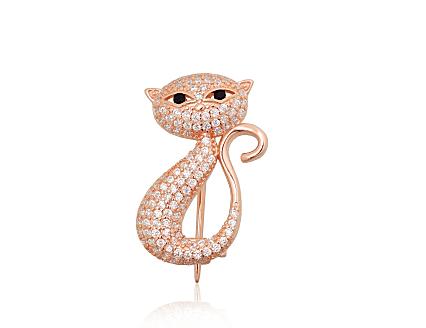 Silver broosh with gold plating and zirconias